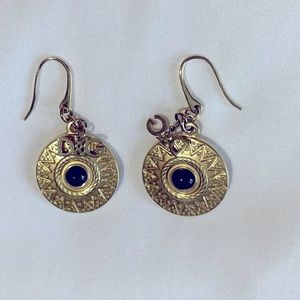 Dolce and Gabanna gold disc earring with black stone.